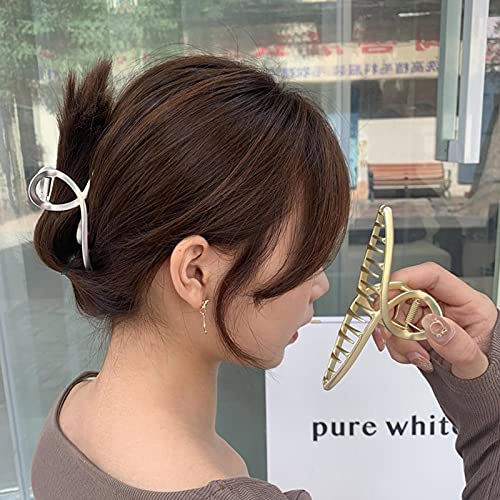Heyu-Lotus 3 Color Hair Claw Clips Large Metal Strong Hold Hair Clips 4.3 Inch Nonslip Claw Clips Clamp, Headdresses Hair Styling Accessories for