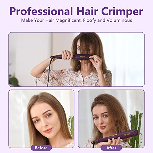 DSHOW Ceramic Hair Crimper Straightener Crepe Iron Large Plates (Purple)