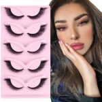 Parriparri False Eyelashes Fluffy Fox Eye Lashes L Curl Sexy Cat Eye Eyelashes Soft Winged Angel Fake Lashes Wispy Lightweight Faux Mink Lashes (