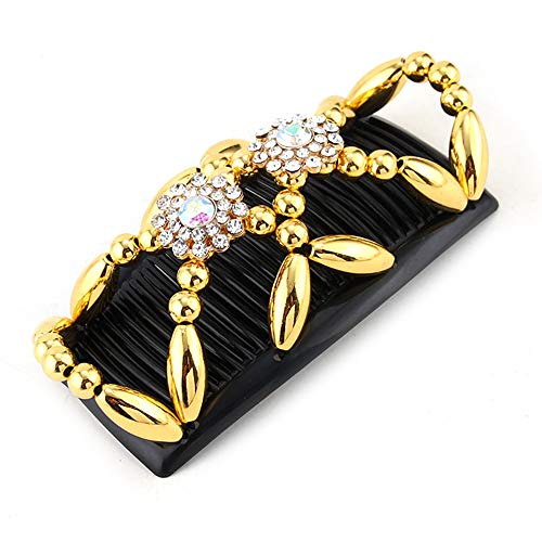 Kitchen-dream Magic Beads Hair Comb 3pcs Magic Elastic Hair Combs Double Clips Hair Holder Stretch Double Side Combs Clips for Women Girls Hair A