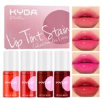 KYDA 4 Colours Lip Tint Stain Set, Velvet Soft Liquid Lipstick Hydrating Lip Stain, Long Lasting Lip Tint Lip Stain, Waterproof Long Wear Lipstic