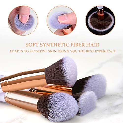 Makeup Brushes HEYMKGO Professional Marble Makeup Brush Set, Soft and Odor-free Natural Synthetic Bristles,10PCS + 2 Sponge Puff + Marble Pattern