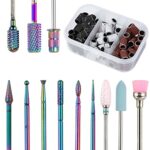 Nail Drill Bits Set 11pcs 3/32in Ceramic Tungsten Carbide Nail Drill Bit,Diamond Cuticle Electric Nail File Bits For Acrylic Nails With 75Pcs Nai