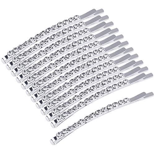 Dokpav 12 Pieces Rhinestone Bobby Pins, Crystal Hair Pin Decorations, Silver Metal Hair Clips, Barrettes Headdress, Fashion Hair Accessories for