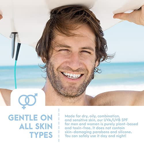 SPF15 Broad Spectrum Natural Sunscreen, Soothing & Hydrating Sunscreen Lotion, Plant-Based Sun Block, Water-Resistant Sun Screen Protector for Fa