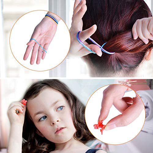 Hair Bobbles, 200Pcs Hair Ties Elastic Hair Bands Ponytail Holders for Girls Women with 15Pcs Mini Hair Clips (Multicolor)