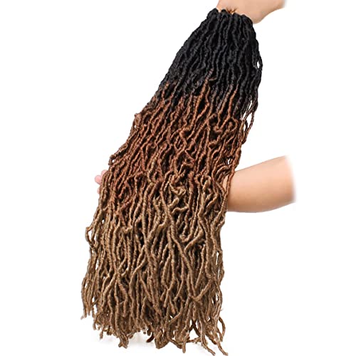 Leeven 30 Inch Distressed Faux Locs 6 Packs Long Butterfly Faux Locs Crochet Hair Synthetic Crochet Braids Pre-looped Soft Locs Crochet Locs Hair