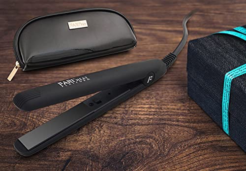FARI Travel Mini Hair Flat Iron 1/2 Inch Ceramic Tourmaline Hair Straightener with Travel Bag Dual Voltage Travel Iron for Worldwide Use Temp 180