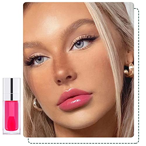 Plump Lip Glow Oil,Crystal Jelly Moisturizing Lip Oil Cherry Oil Plumping Lip Gloss Makeup Sexy Plump Lip Tinted Lip Plumper Hydrating Polished L