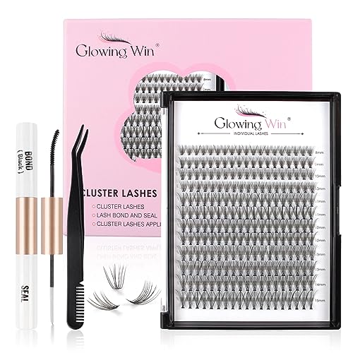 Glowingwin Individual Lashes Cluster Lashes 120 PCS Natural Look False Eyelashes Individual Soft DIY Lash Extensions At Home(20D Mix8-14mm 0.07C