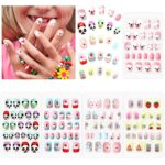 120PCS Kids False Nails，Scettar Kids Press on Nails Kids Stick on Nails Full Cover Kids Nails for Girls Kids Gift DIY Nail Art Decor 4 Boxes (Dif