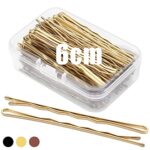 Mbmomnus 100pcs Hair Grips 6cm Bobby Pins Kirby Grips Blonde Hair Grips Hair Pins for Buns with Transparent Storage Box Hair Accessories for Wome