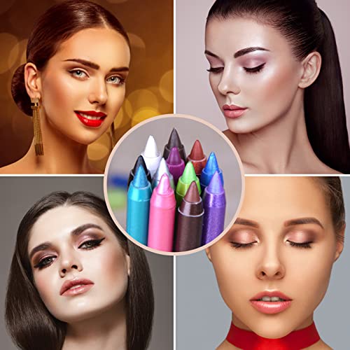 Eyeliner Pencil Set, 12 Color Eye Shadows Pen Eyebrow Pencil Eyeliner Eyebrow Lip Liner Pencil Eyeshadow Pencil Professional Eye Makeup Set