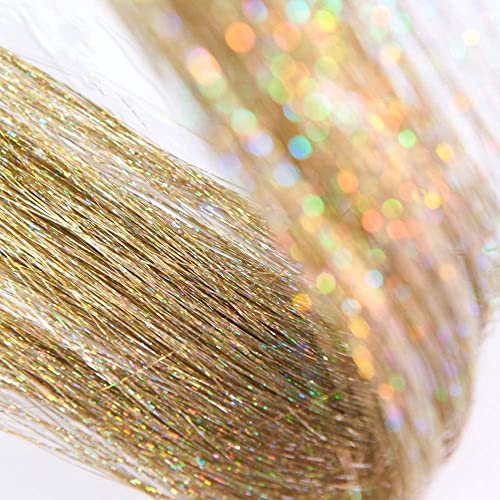 Hair Tinsel Extensions 250 Strads Fairy Holographic Sparkle Woman Hair Glitter Synthetic Tinsel Straight Hair Accessories for Women Girls Hair De