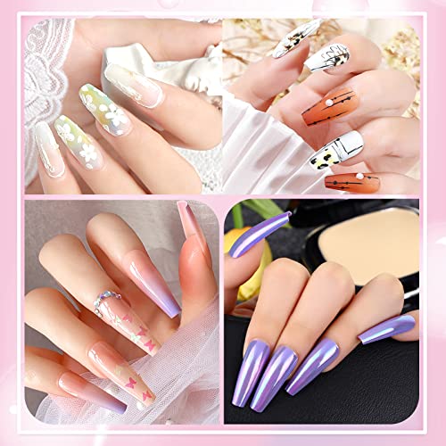 Sularpek Nail Tips, 500 Pcs Clear Natural False Nails, Long Coffin False Nail Tips, 10 Sizes Nail Tips for Nail Extensions, Artificial Nails Tips