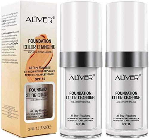 Flawless Colour Changing Foundation Makeup Base Warm Skin Tone Nude Face Moisturizing Liquid Cover Concealer Universal Shade for ALL Skin Makeup(