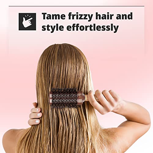 H&S Round Hair Brush Blow Dry Drying Boar Bristle 53mm Large Round Barrel Nano Technology Ceramic Ionic Hairbrush