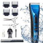 BarberBoss Professional Hair Clippers for Men Kids Family, Waterproof Hair Trimmer Cordless Rechargeable Led Display Three Speed Adjustment Elect