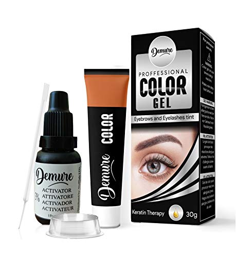 Demure Color Gel Eyebrow and Eyelash Tint 30g, Professional Formula Eyebrow and Eyelash Dye Kit with Keratin Complex delivering optimal strength,