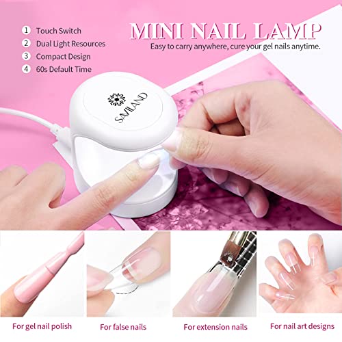 Saviland Extension Gel Nail Kit 240PCS Medium Almond & Medium Square Clear Full Cover Soft Gel Nails Tips 6-in-1 Nail Glue Gel Fake Nails Extensi