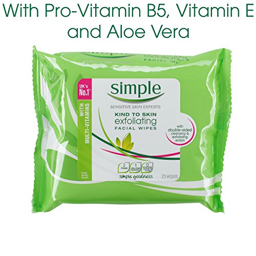 Simple Kind To Skin Exfoliating Facial Wipes, 25 Wipes