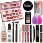 All In One Makeup Kit, Full Makeup Essential Starter Kit for Beginners or Pros, 18 Colors Naked Eyeshadow Palette Nude Face Primer, Makeup Brush,