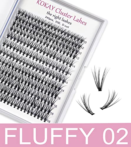 Cluster Lashes 120Pcs 10-16mm Individual Lashes D Curl Professional Lash Extension Kit, DIY False Eyelashes Fluffy Reusable Soft (10-16mm, 120 Cl