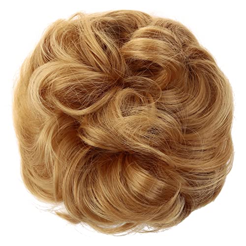 JJstar Messy Hair Bun Curly Wavy Hair Scrunchies Accessories Pieces for Women Girls Synthetic Hair Chignons (Dark Brown)