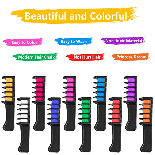 BATTOP 10PCS Hair Chalk Comb Temporary Bright Hair Color Cream for Girls Kids Women Gifts for Halloween Makeup Birthday Washable