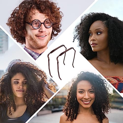 Audasi 2 PCS Curly Fashion Hair Hoop Hairbands, Square Shaped Hinged Curly Thick Hair Large Hair Headband, Invisible Hairstyle Blending Hair Hoop