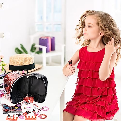 Disney Minnie Mouse - Townley Girl Zipper Cosmetic Train Case With Lip Gloss, Lip Balm, Hair Clips, Nail Stickers, Scrunchie and More, Ages 3+, f