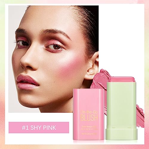 Erinde 3 in 1 Blush Stick for Cheeks Lips Eyes, Moisturing Face Blush, Natural Matte Cream Blush, Easy to Blend, Multi-Use Cheek Tint for All Ski