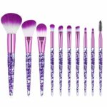 10 Pieces Crystal Glitter Makeup Brushes Premium Synthetic Fiber Makeup Brush for Foundation Powder Concealers Blush and Eyeshadow (Purple)