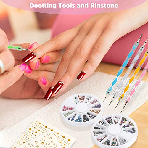 Acrylic Nail Art kit With UV Lamp, Acrylic Glitter Powder with Acrylic Liquid Monomer and Basic Nail Art Tools Professional Acrylic Nails Extensi