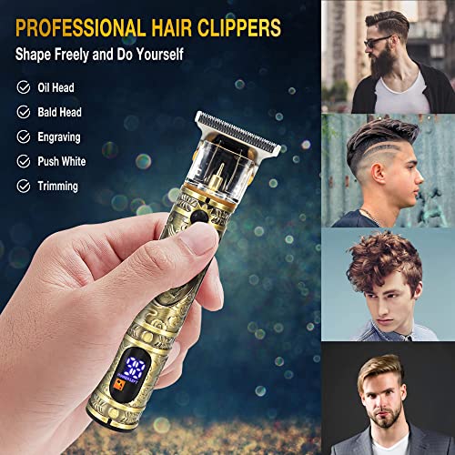 Beard Trimmer Professional Hair Clippers Men, Electric Cordless Hair Trimmer with LCD Screen & Sharp Blades, Rechargeable Clippers for Men Haircu