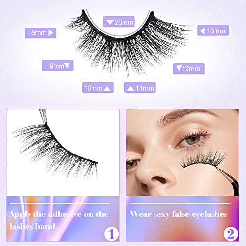 Newcally Eyelashes Half Lashes Natural Cat Eye Wispy False Eyelashes Fluffy Volume Strip Fake Eyelashes Accent Corner 3/4 Eye Lashes Cluster DIY