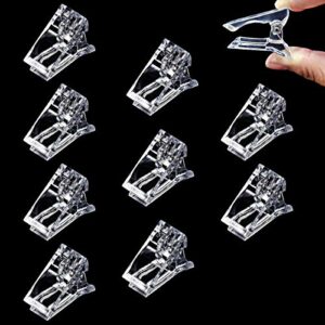 10 Pcs Nail Tips Clips, Poly Gel Nail Clips for Quick Building Gel, Transparent Nail Clamps Plastic Finger Extension UV LED Builder for DIY Manic