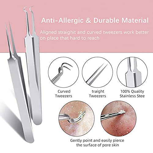 Somnr Blackhead Remover Tool 9 Pcs Black Head Tool Remove Pimple Popping Kit Black Head Remover Milia Removal Tool Black Head Blackhead Extractor