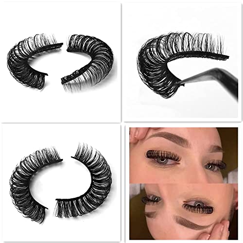 Russian Strip Lashes D Curl False Eyelashes Fluffy Curly Faux Mink Lashes 3D Effect Short Lashes Lightweight 10 Pairs Pack (#03)