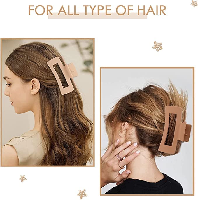 QAIMER hair claw clips for women thick hair, 4.1 inch matt coated hair clips women for thick & thin hairs, 4PCS
