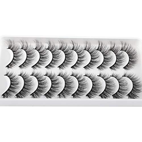 JIMIRE Cat Eye Eyelashes 10 Pairs Fake Eyelashes Fluffy Natural Look False Lashes 14mm Lashes Pack