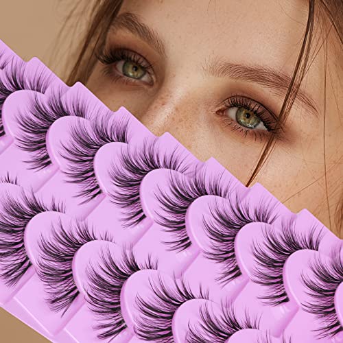 False Eyelashes Fluffy Natural Look 8D 20 mm Long C Curl Strip Eye Lashes Pack 10 Pairs Full Reusable Fake Eyelashes That Look Like Extensions by