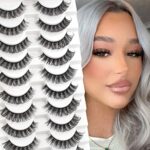 Glowingwin Cat Eyelashes Volume 3D Hybrid Natural Look Fake Russian Strip Lashes 10 Pairs Dramatic Fluffy Handmade Reusable D Curl False Eyelashe