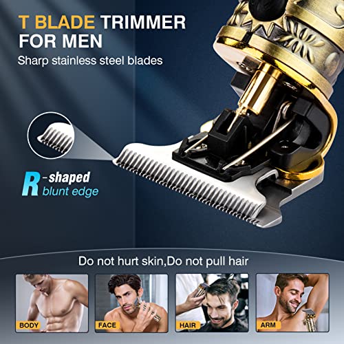 Hair Clippers Cordless Beard Trimmer Men Vintage T9 Fade Barber Machine Gold Zero Gap Electric Shape Up Professional Haircut with LCD USB Birthda
