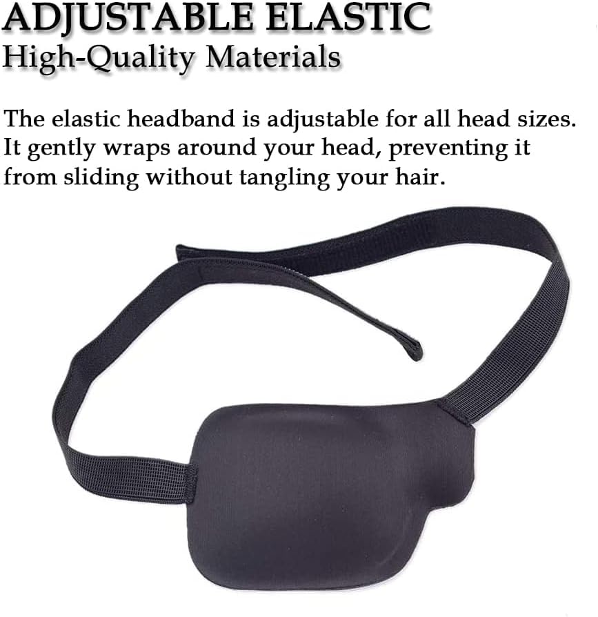 2PCS - 3D Black Eye Patches for Adults | Adjustable Eye Patch | Premium Quality Eyepatch for Adult | Medical Eye Patch for Recovery After Catarac