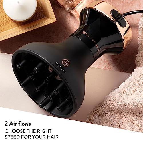 Bellissima Ceramic Diffon Hot Air Diffuser for Curly Hair, 700 W, 2 Air/Temperature Combinations, Gentle Heat Technology, Frizz-Free Curls Equipp