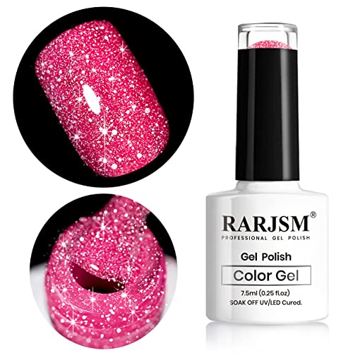 RARJSM Silver Glitter Gel Nail Polish Sparkle Nail Gel Varnish Requires Drying Under UV LED Lamp for Women Spring Summer Nail UV Beauty Art Desig