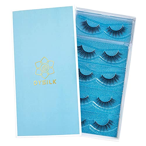 DYSILK 5 Pairs 6D Lashes Faux Mink Eyelashes Cat Eye Fluffy Natural Look False Eyelashes Long Lashes Pack Mink Lashes Soft Reusable Eye Lashes |C