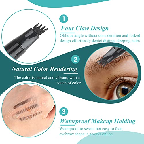 Eyebrow Pencil Tattoo Eyebrow Pen Waterproof Microblading Eye Brow Makeup Tool with Fork Tip Long-lasting for Natural Hair Like Defined Smooth Br