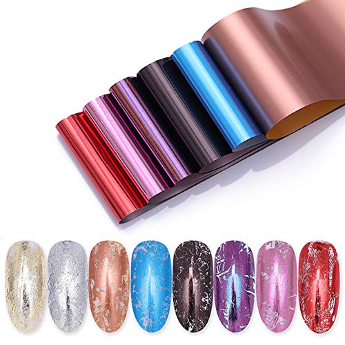 Nail Foil Stickers EBANKU 20 Rolls Holographic Nail Transfer Foil Sticker Nail Foil Adhesive Stickers Decals Gold Silver Nail Art Stickers for Wo